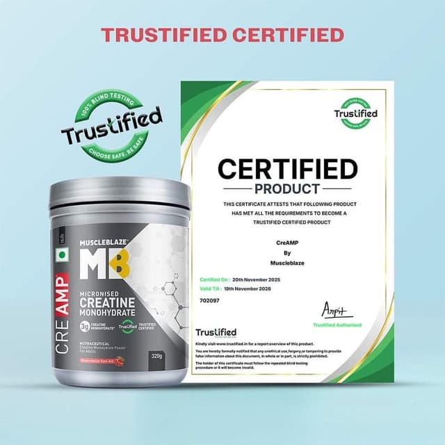 MuscleBlaze Creatine Monohydrate CreAMP, Watermelon Kool Aid 320g - Image 7