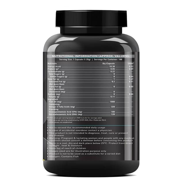 MuscleBlaze Omega 3 Fish Oil 1000mg (180mg EPA, 120mg DHA) - Image 2