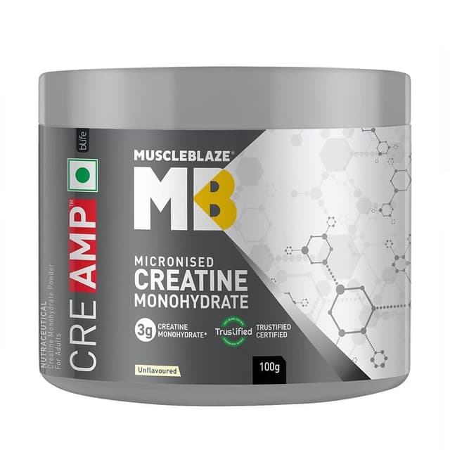 MuscleBlaze Creatine Monohydrate CreAMP, Unflavoured 100g