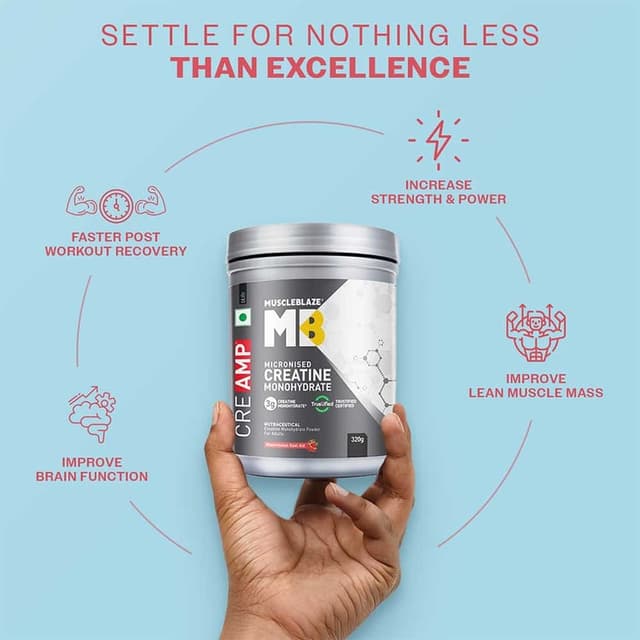 MuscleBlaze Creatine Monohydrate CreAMP, Watermelon Kool Aid 320g - Image 4