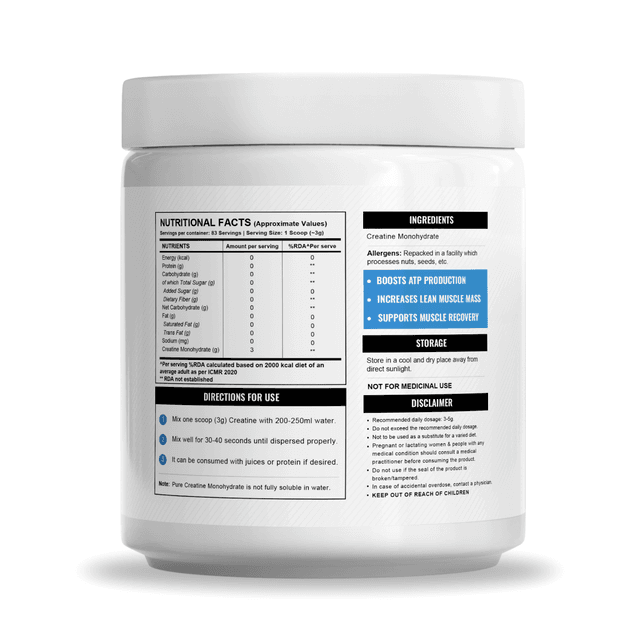 Wellcore Micronised Creatine Monohydrate | Unflavoured (250g) - Image 2